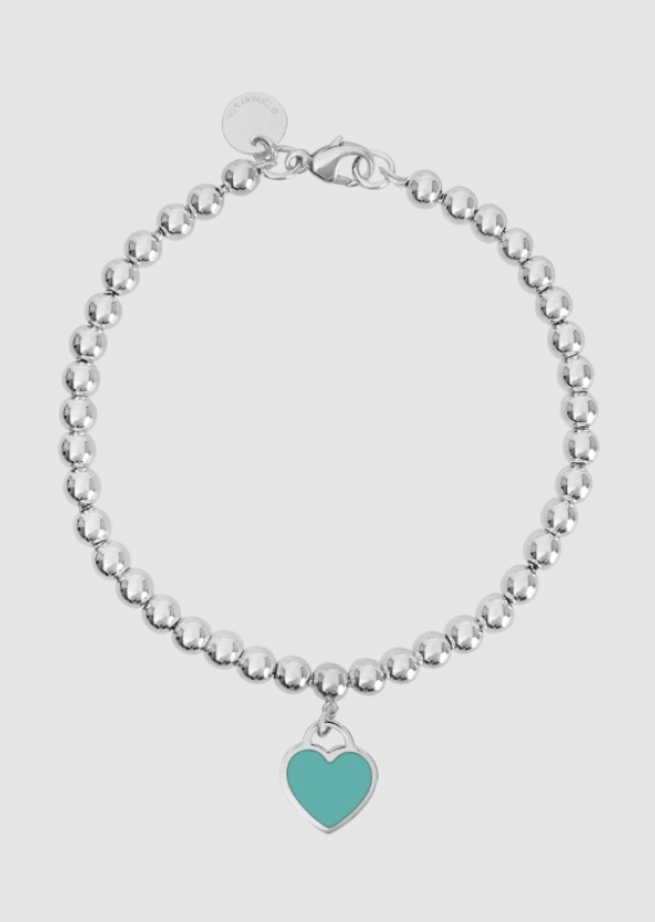 Tiffany & Co. Return to Tiffany Blue Heart Tag Bead Bracelet Silver